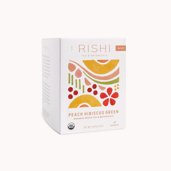 Rishi Tea Peach Hibiscus Green Sachet Tea Bag - 15ct Box