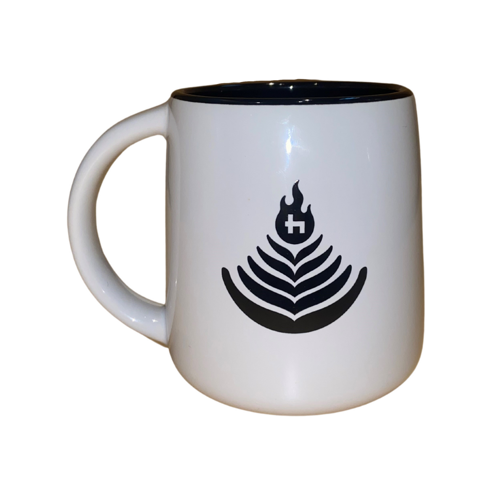 White Ceramic Coffee Mug with Easy Push-on Seamless Lid*